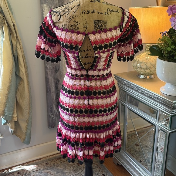 AIJEK designer purple pink black crochet fall wedding guest dress XS 0 1 2 - Picture 5 of 7